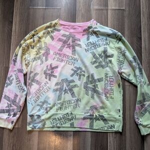 American Fighter Pastel Tie-Dye Crewneck Sweatshirt - Pink, Yellow, Light Green